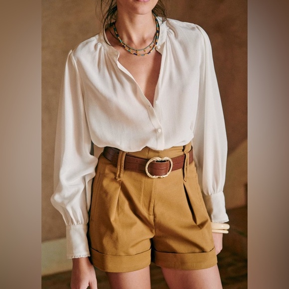 Sézane Ivory White Button Down Shirt Blouse NEW - Picture 2 of 8